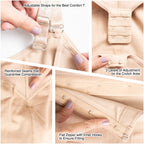 Fajas Salome 417 nude open-bust Colombian shapewear detail view showing adjustable straps, reinforced seams, and flat zipper 