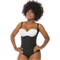 Fajas Salome 417 black open-bust body shaper with zipper closure, daily Colombian shapewear panty faja front view
