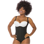 Fajas Salome 417 black open-bust body shaper with zipper closure, daily Colombian shapewear panty faja front view