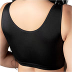 Fajas Salome 8501 black crop top body shaper back view, Colombian shapewear with wide straps for daily support
