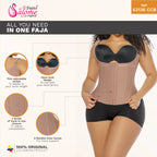 Fajas Salome 63136 beige open-bust waist cincher with hook-and-eye closure, daily Colombian shapewear body shaper front view