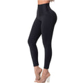Fajas Salome 6501 black high-waist shaper leggings with zipper closure, Colombian shapewear body shaper side view