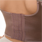 Fajas Salome BC100-NE mocha bra top with hook-and-eye closure, Colombian shapewear compression garment side view for women