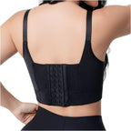 Fajas Salome BC100-NE black bra top with hook closure back view, Colombian shapewear compression garment for women