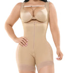 Fajas Salome 233 nude bodysuit shaper with zipper closure and built-in bra, Colombian post-surgery compression garment front 
