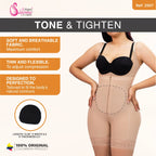 Fajas Salome 2507 beige full-body Colombian shapewear with zipper closure and butt-lifting panel, compression faja for women