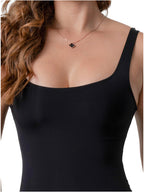 Fajas Salome BCB5 black sleeveless post-surgery faja colombiana with scoop neckline, full-body Colombian shapewear front view