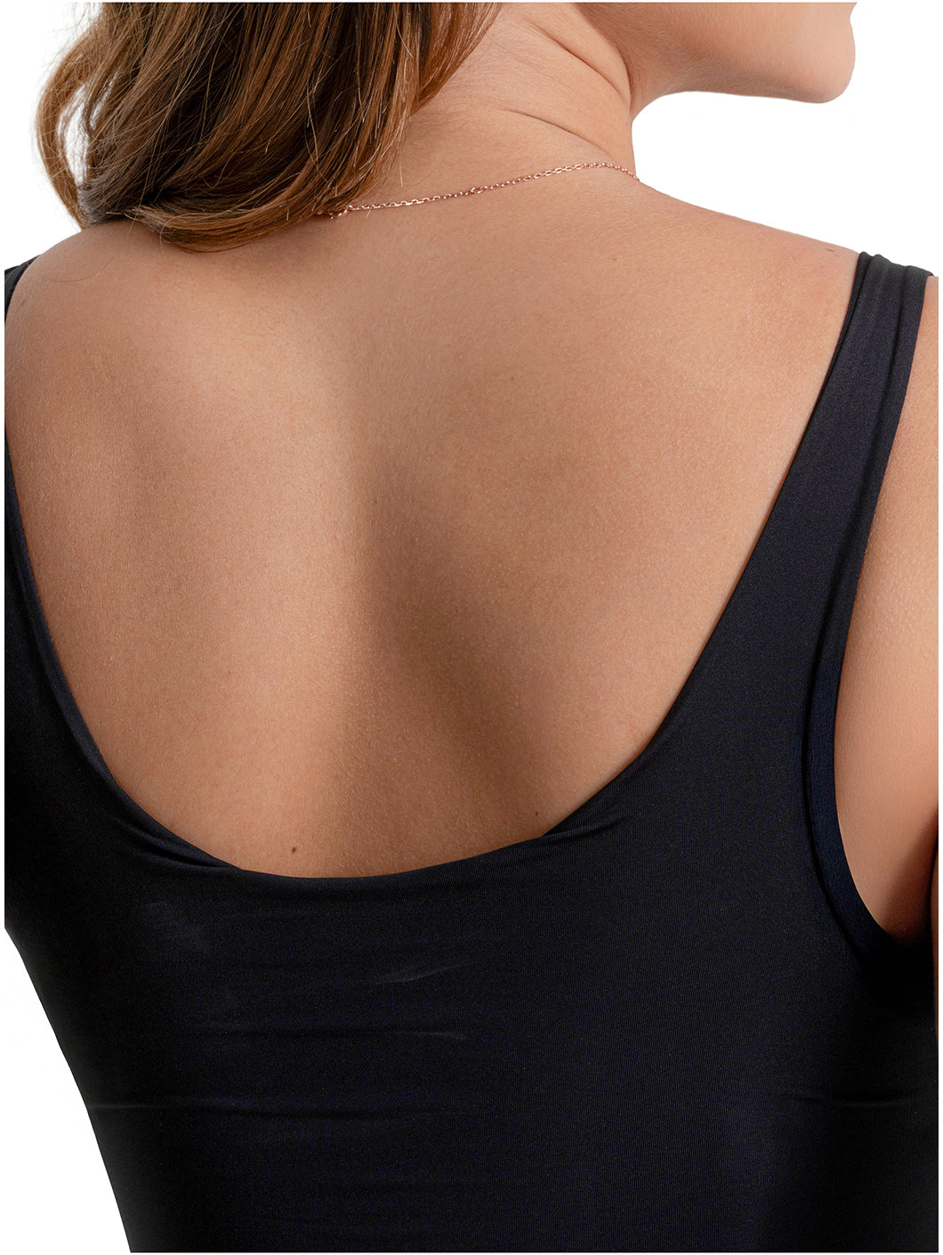 Fajas Salome BCB5 black open-back post-surgery faja colombiana with wide straps, full-body compression garment back view