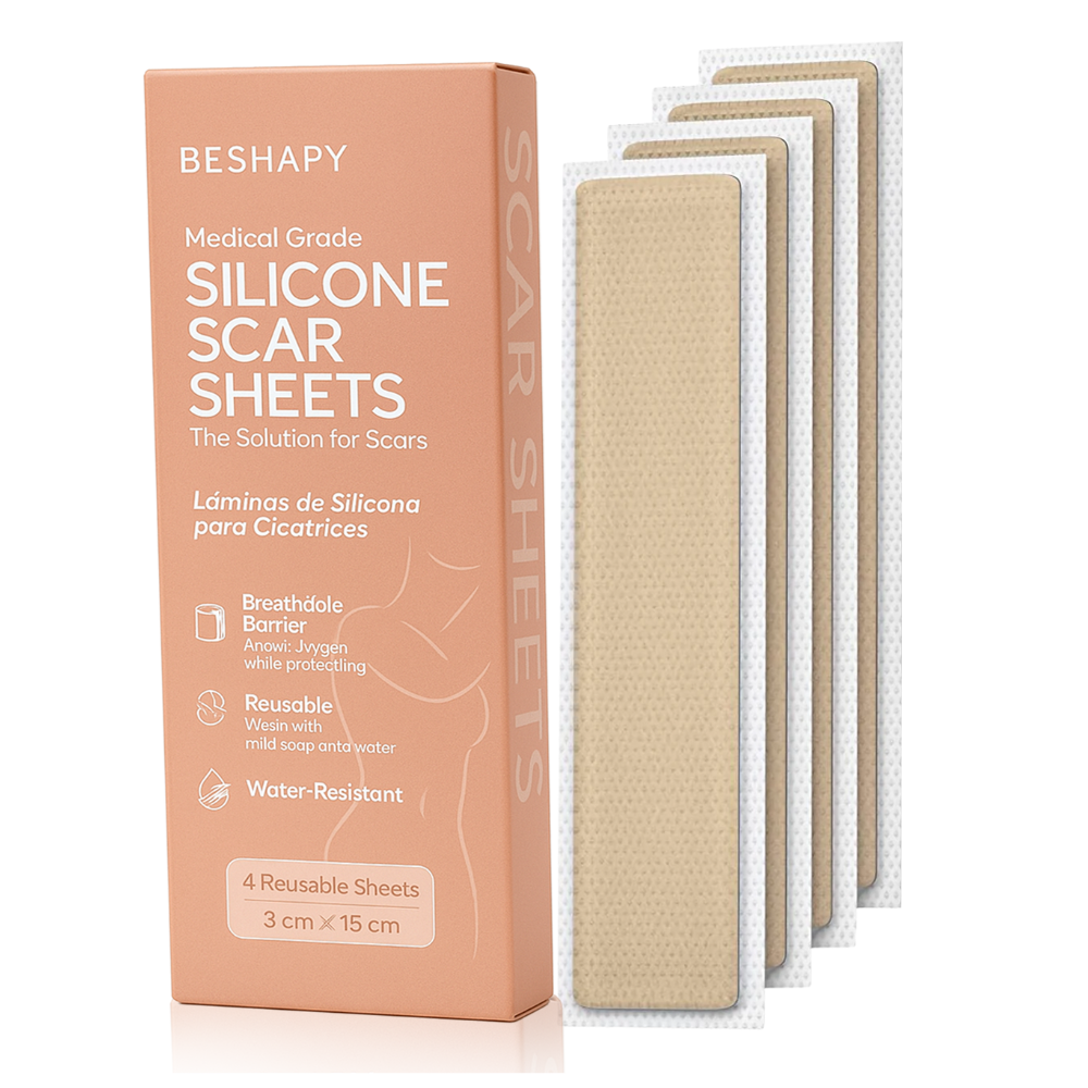 Be Shapy medical grade silicone scar sheets 4 reusable strips post-surgery recovery accessory compression garment aid