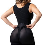 Fajas Salome 2506 black open-butt Colombian shapewear bodysuit with butt-lifting design, back view body shaper