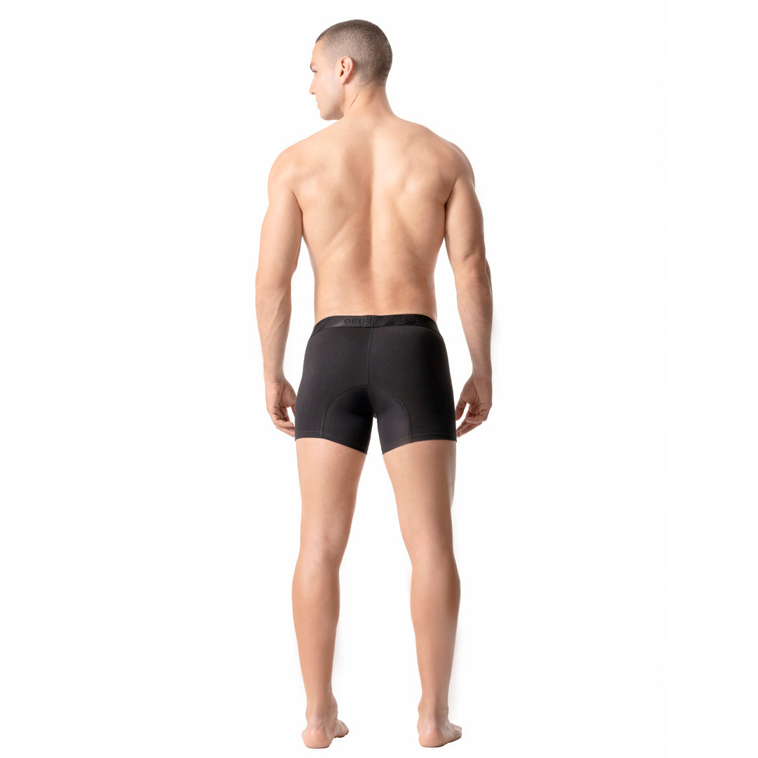 Diane & Geordi B2148 black men's boxer brief Colombian compression garment back view, body shaper underwear