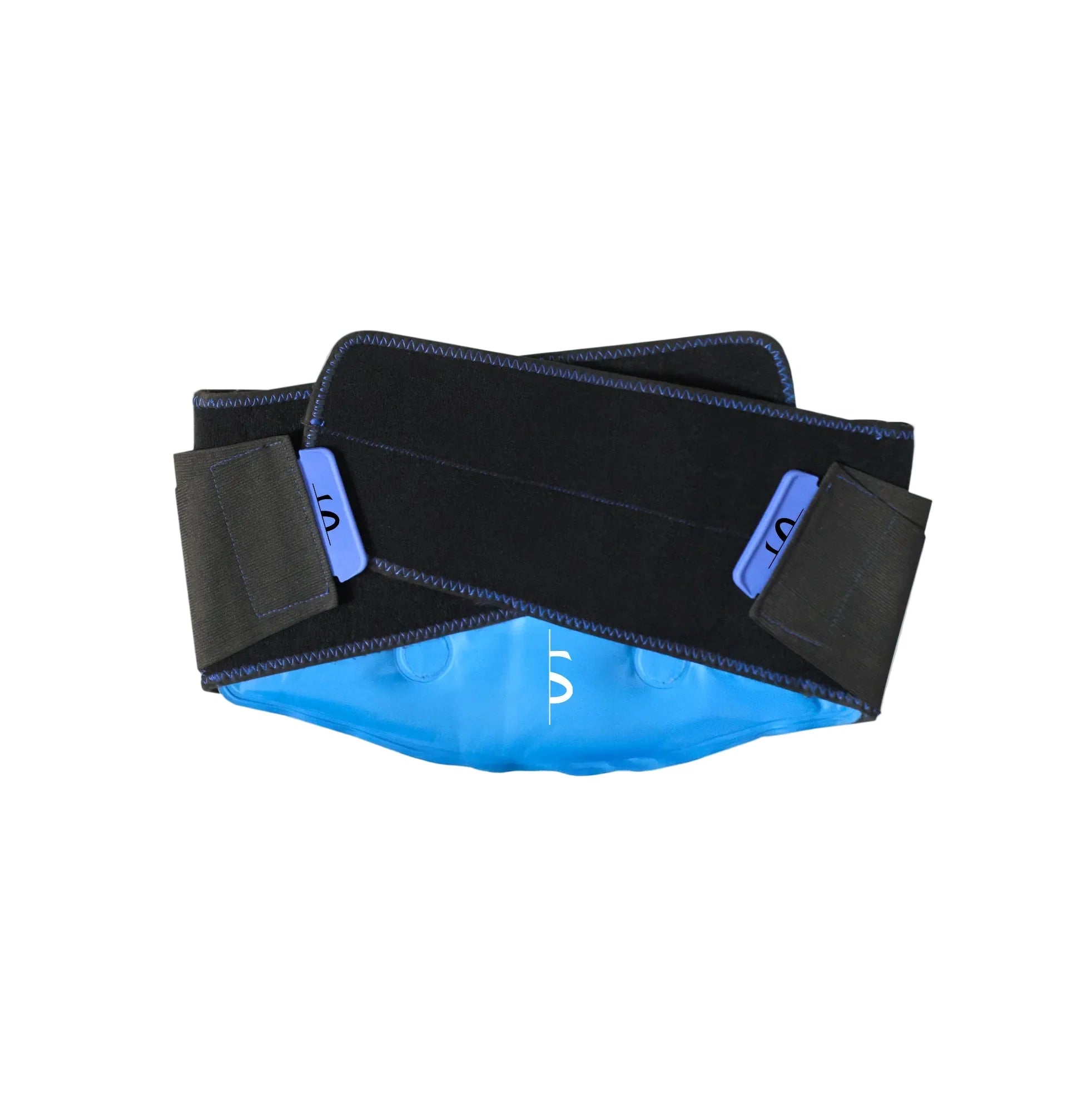 Be Shapy ColdWaist black neoprene back brace with blue gel pack, Colombian compression garment for lower back pain relief