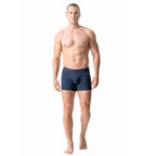 Diane & Geordi B2148 navy blue men's boxer brief front view, Colombian compression garment with wide waistband