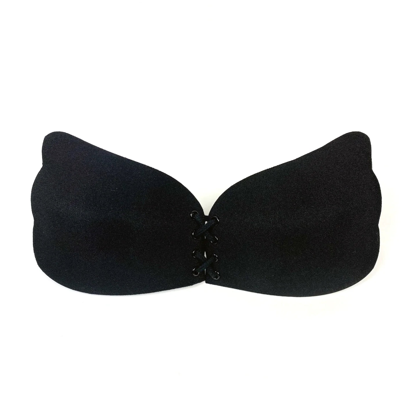 Diane and Geordi DAG-V3000 black strapless adhesive bra with lace-up front closure, Colombian shapewear accessory for women