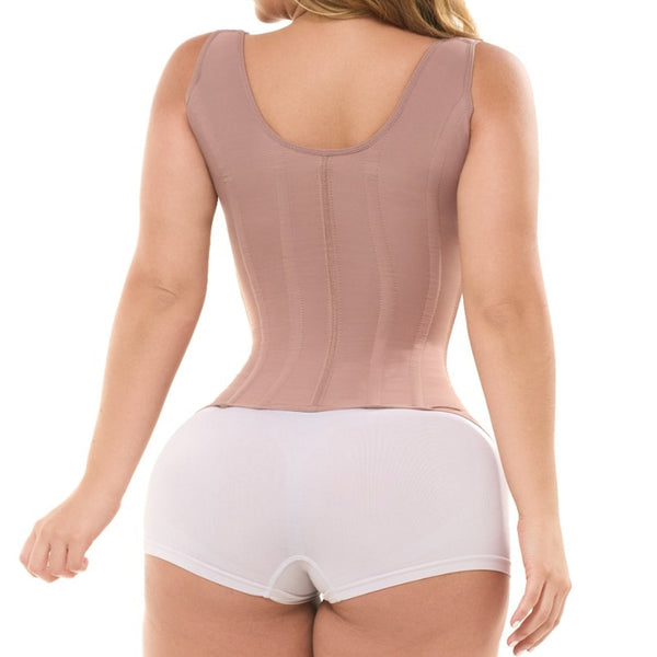 Fajas Salome 7013 nude post-surgery faja colombiana with boned panels, back view Colombian body shaper for women