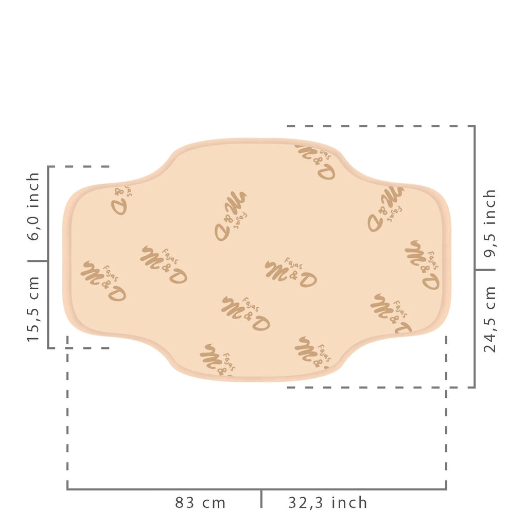 Fajas MyD MYD0101 beige abdominal foam board compression pad, Colombian shapewear post-surgery faja accessory top view